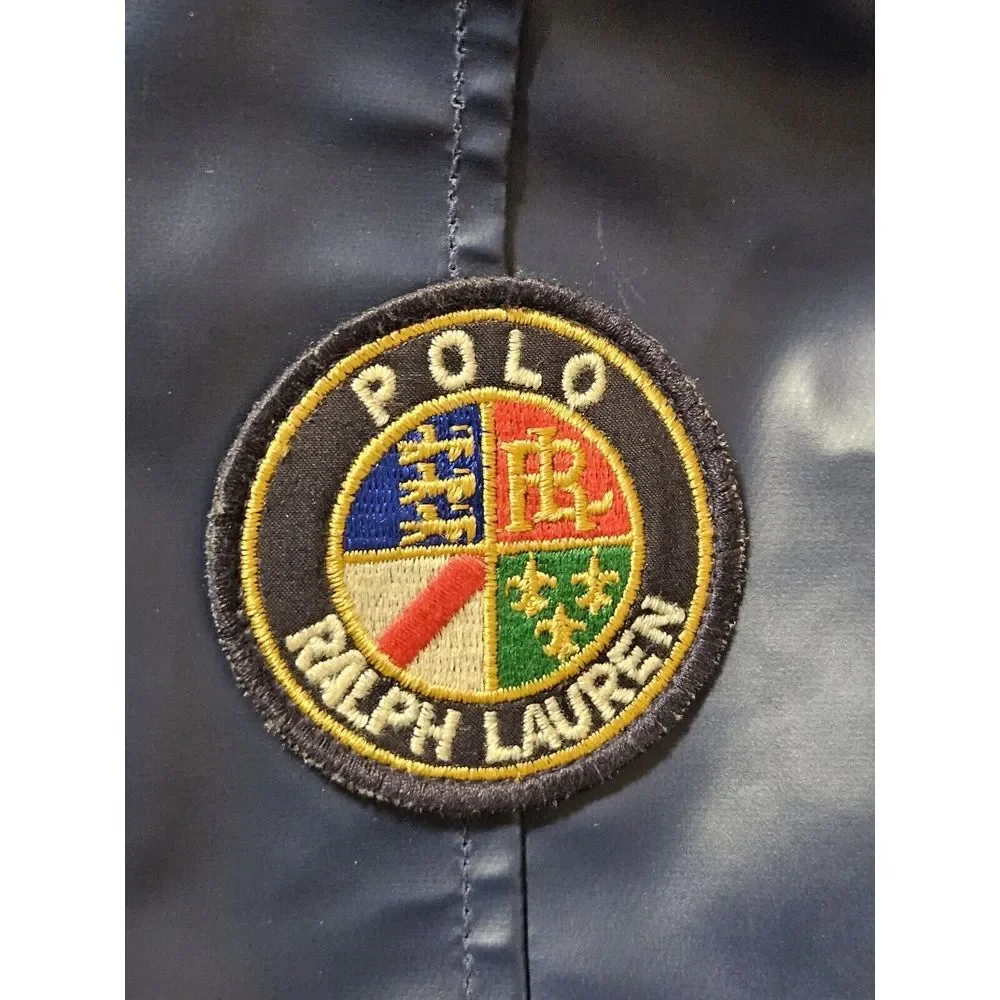 Vintage RARE Ralph‎ Lauren Blue Rubberized Canvas Trench Coat Saling 80s Adult M